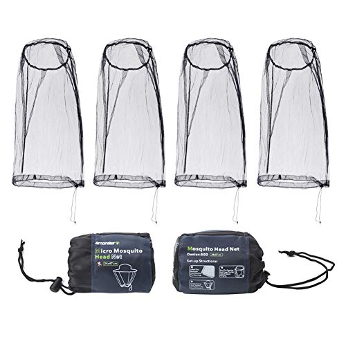 4Monster Mosquito Head Net Hat, Ultra Large, Extra Fine Holes, Insect Netting, Bug Face Shield, Soft Durable Fly Screen, Protection for Outdoor Lover, with Carry Bag Black