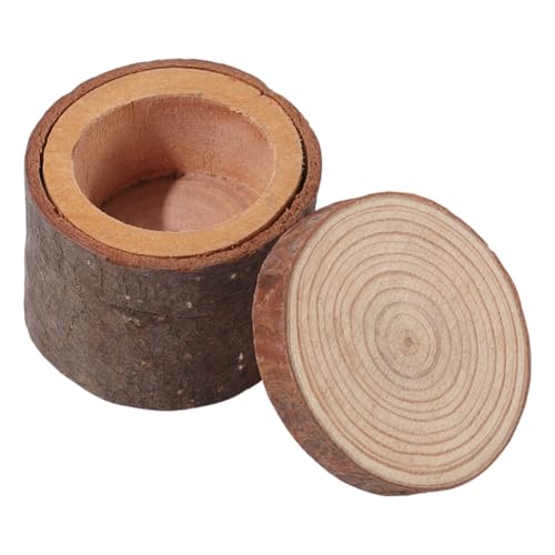 Boîte à bijoux en bois rustique de rangement bague couple - 2
