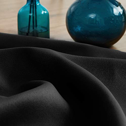 Image of Treatmentex Black Pompom Curtains for Bedroom Living Room 95 inch Triple Weave Full Blackout Window Curtain Panels for Hotel Men's Guest Room Drapes 52 inch w x2 Panels Rod Pocket