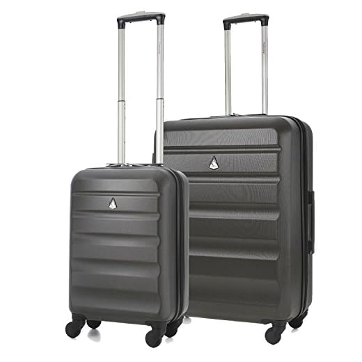 Aerolite ABS Juego de Equipaje Maleta rígida Ligera con 4 Ruedas, Gris Oscuro (Cabina + Medio)
