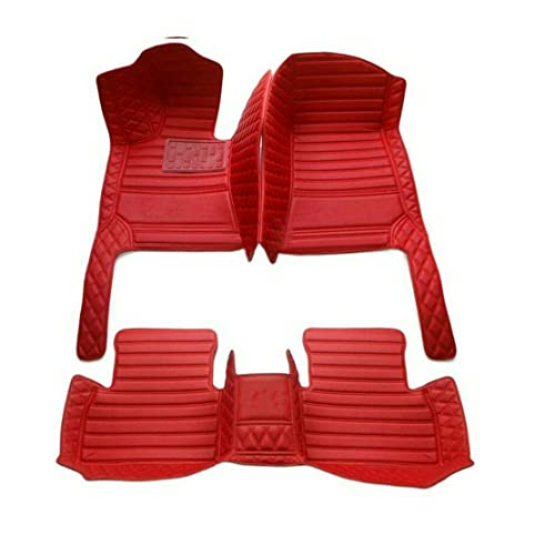 IMEISH Custom Leather Waterproof Car Floor Mats for 99% Sedan SUV Sports Car Black Beige Men's Women's Vehicle Pads Mat (Red Stitching)