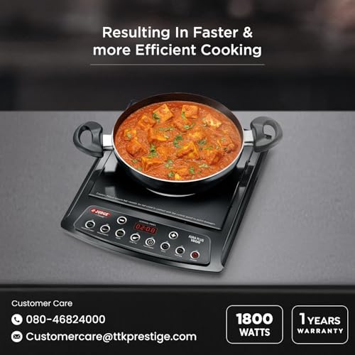 Image of Judge By Prestige Aura Plus 1800W Multiple Indian Menu Option Induction Cooktop Black | Convenient Timer Function|Push Buttons|1 Year Warranty