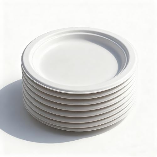 Evi1kmoo 100% Biodegradable Disposable Bamboo Fiber White Plates - Food-Grade Compostable, Microwave Safe, bakery take-out containers (6 inch, Count, 50) Evi1kmoo 100% Biodegradable Disposable Bamboo Fiber White Plates - Food-Grade Compostable, Microwave Safe, bakery take-out containers (6 inch, Count, 50)
