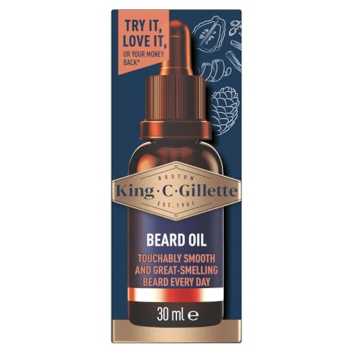 King C Gillette Beard Oil for Men with Plant Based Argan, Jojoba Avocado, Macadamia Seed and Almond Oils, 30 ml
