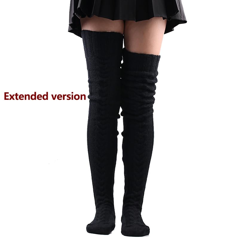 Calcetines Largos Bonitos Calentadores de piernas de Punto de Lana Medias de pie otoño Invierno Mujer hasta la Rodilla Ocio Suelto(White,105CM)