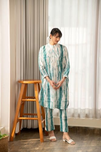 Image of LookMark Women's Printed Cotton Blend Straight Kurta Pant Set - Elegant Ethnic Wear Ensemble for Modern Women, Perfect for Any Occasion