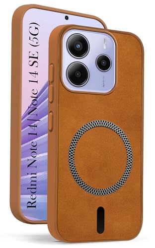 Image of Jkobi Leather Finish Back Cover Case for Redmi Note 14 5G | Redmi Note 14 SE (MagSafe Compatible Wireless Charging | Soft Touch | Camera Bump Protection)