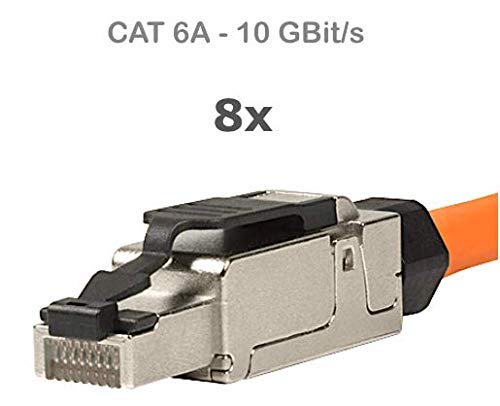 odedo 8x CAT 6A & 7 RJ45 Crimp Plug Network Plug Field Assembled up to 10 Gigabit for Installation Cable Network Cable Tool- Mounting with Strain Relief - Image 3