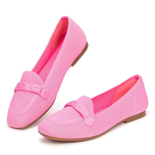 Image of Frank Mully Women's Loafer Flats Square Toe Comfortable Office Work Shoes, Cute Penny Loafer Slip On Walking Driving Shoes