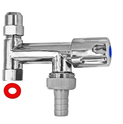Doppel Eckventil Eckfix Gerätezusatzventil Rückflussverhinderer 3/8 Zoll Muttern mit Dichtungen für vorhandenes Eckventil, Abgang Tülle Außendurchmesser 14mm für 1/2 Zoll Schlauch Doppel Eckventil Eckfix Gerätezusatzventil Rückflussverhinderer 3/8 Zoll Muttern mit Dichtungen für vorhandenes Eckventil, Abgang Tülle Außendurchmesser 14mm für 1/2 Zoll Schlauch