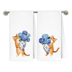 Cat Floral Towels Set of 2