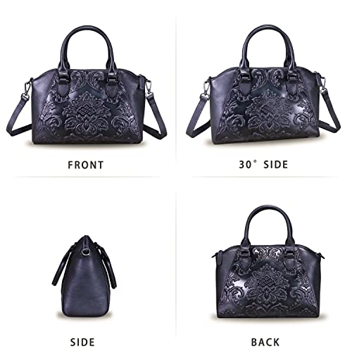 Bolso de cuero genuino vintage para mujer con asa superior miniatura 5