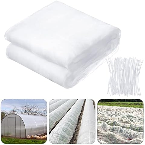 Standard Insect Screen White Garden Netting with 100 Pcs Reusable Fastening Twist Ties 6.56 x 32.81 ft Mosquito Netting Mesh Netting for Garden Protection from Insect Bird Squirrel Eating for Plant Cover