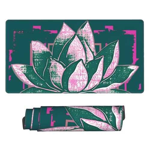 Tapis de souris de jeu avec bords cousus durables et base en caoutchouc antidérapant motif lotus