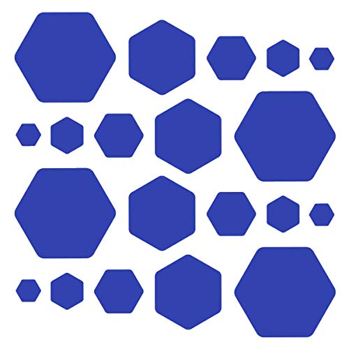 Hexagon/Honeycomb Wall Decals - Assorted Sizes Vinyl Stickers - Removable Adhesive - Peel and Stick (30, Blue)