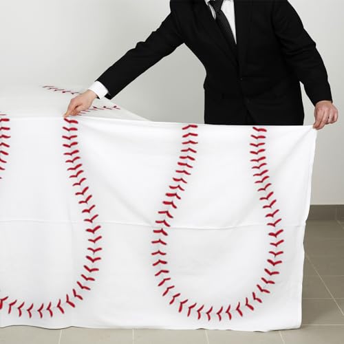 Image of Gatherfun Baseball Party Supplies: 2-Pack Baseball Birthday Decorations with Disposable Plastic Tablecloth - Table Cover for Baseball Games & Parties, 54 x 108 Inch