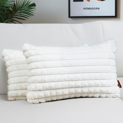 Image of HOMADORN Luxury Plush Fur Reversible Cushion Cover Ultra Soft & Cozy (Pack of 2)