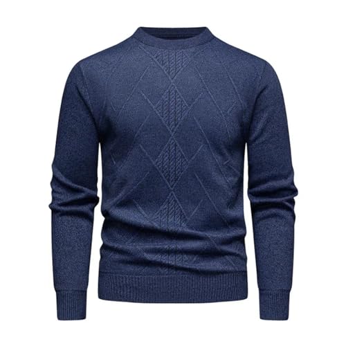 Men's Crew Neck Long Sleeve Knit Sweater Diamond Pattern Comfortable Top for Everyday Casual Wear3