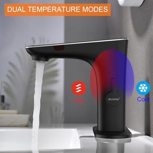 Ruvida Touchless Bathroom Faucet,Matte Black Bathroom Faucet,Bathroom Sink Faucets With Deck Plate,Faucet With Digital Temperature Display Screen thumb #5