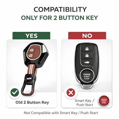 Image of TrollGadgets️ Premium Metal Car Key Cover Compatible for Maruti Suzuki Swift | Dzire | Baleno | Ertiga | WagonR | Celerio | Alto | Brezza | Ignis | S-Presso | Fronx (2 Button Remote Key) (Brown)