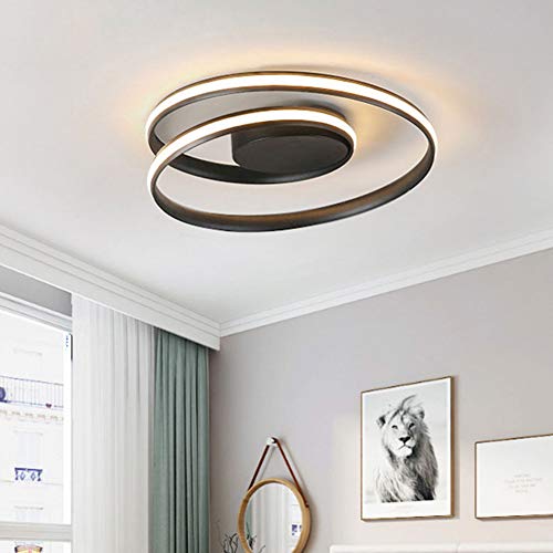 Plafonnier LED moderne noir avec télécommande lustre dimmable
