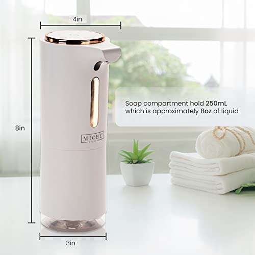 Touchless Foaming Soap Dispenser - Automatic Hand Sensor - White With Rose Gold Accents - Elegant Countertop And Minimalist Design - Featuring An Aromatherapy Oil Compartment- Usb Rechargeable Battery #TOP4