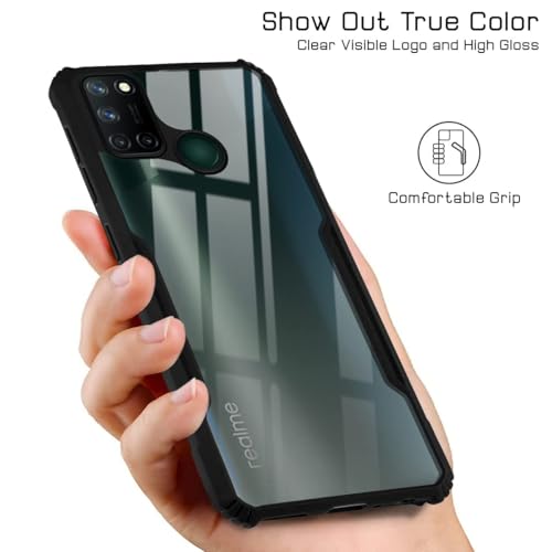 Image of Jkobi Hard PC Crystal Bumper Shockproof Back Case Cover for Realme 7i with Camera Protection (Matte Black)
