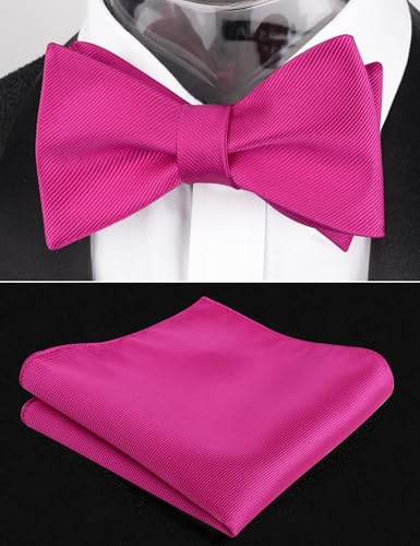 Image of Alizeal Mens 2pcs Solid Self-tied Bow Tie Set | Alizeal Mens 2pcs Self-tied Solid /Animal Bow Tie and Pocket Square Set Perfect for Wedding Business Formal Events