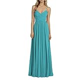 HUINI Damen Abendkleid Lang Hochzeitskleid Glitzer Prinzessin Abiballkleid Cocktailkleid Vintage Sexy Partykleid mit Falten Jade 38