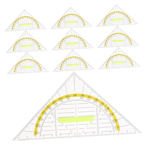 OSALADI 10個透明三角定規 ハンドル付きエルゴノミック設計 測量 製図用スケールルーラー 学校 オフィス 建築エンジニア向け持ち運び便利