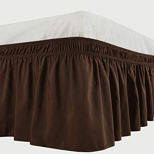Biscaynebay Wrap Around Bed Skirts Elastic Dust Ruffles, Easy Fit Wrinkle and Fade
