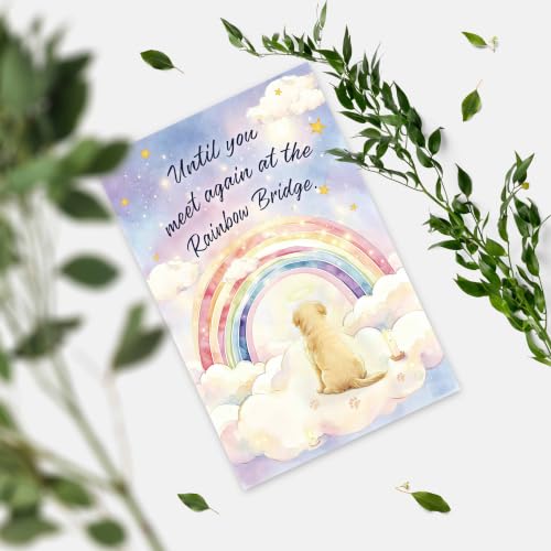 Image of Dog Loss Sympathy Card, Rainbow Bridge Pet Memorial Cards, Condolence Gift for Dog Owner, Pet Bereavement Greeting Card for Loss of Beloved Dog