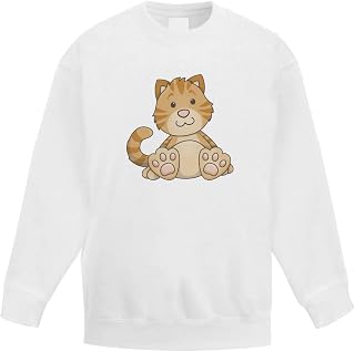 Azeeda 'Sitting Ginger Cat' Kid's Sweatshirt/Jumper (12-13 Years) (KW00065825)