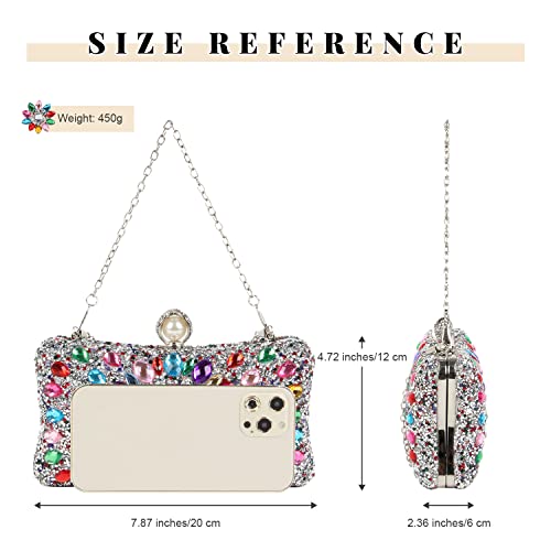 SUKUTU Women Rhinestone Evening Bag MultiColored Dazzling Crystal Clutch Bag Party Bridal Wedding Cocktail Handbag3