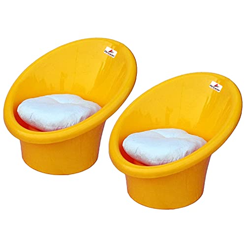 Image of Tub Chair with Complimentary Cushions Set of 2 (Plastic, Standard, Yellow)