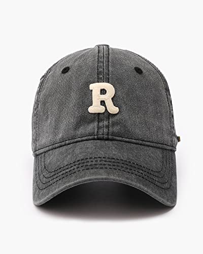 Gorra de béisbol denim con letra R ajustable unisex miniatura 3