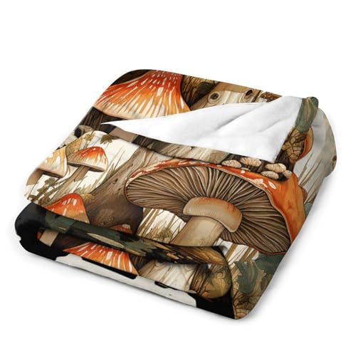 Couverture flanelle douce extra large avec imprimé champignon géant