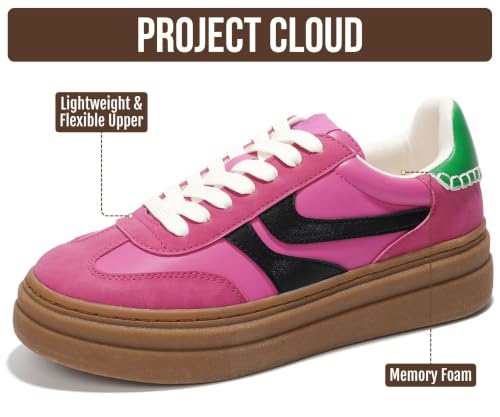 Image of Project Cloud Platform Sneakers for Women Footwear - Memory Foam Insole Womens Shoes, Lightweight and Non-Slip Sole Lace Up Fashion Sneakers for Women 2026 (Volley)