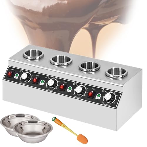 Versatile Sauce Warmer with Stainless Steel Bowls, Adjustable Temperature Control from 86-185°F for All Sauces, Includes Cleaning Brush for Effortless Maintenance and Serving