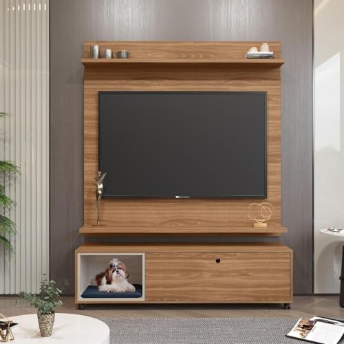 Painel com Rack para Tv de até 50 Polegadas Dj Móveis Nevada Pet Nature