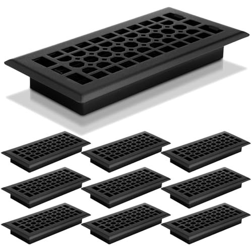 MorningRo 10 Pack Floor Registers 4 × 10 Inch Black Steel Vent Covers for Home Floor Heavy Duty Walkable Adjustable Air Flow Direction Metal Register Grates for Air Grilles Vents Supply by MorningRo - Used condition - US$45.46