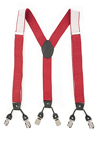 Image of The Tie Hub Suspenders for Men | Slim Clip-On Y-Back Elastic Braces | Adjustable 1.25 Inch | Formal Wedding Office