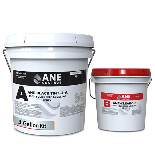 Self Leveling Epoxy Resin Kit – ANE Garage Floor Epoxy Kit Spreads Seamlessly. Durable, Industrial Grade Clear Epoxy Resin for Concrete Floors and Countertops - Black