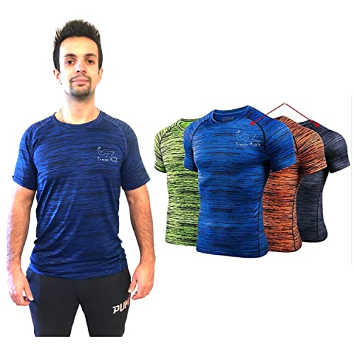 Energie Muscle Tee Shirt Homme Sport à Manches Courtes, col Rond, Respirant - Bleu, L Cover