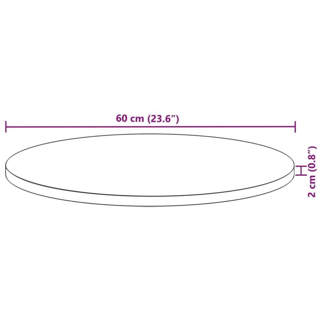 vidaXL Tischplatte, Holzplatte Rund, Massivholzplatte für Esstisch Bartisch Beistelltisch, Ersatztischplatte, Ø60x2cm Massivholz Akazie