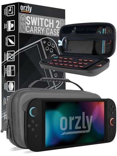 Image of Orzly Case Compatible with Nintendo Switch 2 - Protective Travel Carry Case with Screen Padding, Game Card & microSD Slots, Zipped & Open Pockets for Accessories - 7.9 inch Gift Boxed