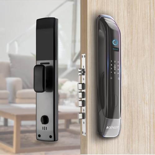 Image of Denler DL01 6-in-1 Smart Door Lock | Inbuilt Wi-Fi | Anroid & iPhone app Support | Fingerprint | RFID Card | PIN | Key | Rechargeable Battery | 3 Years Warranty for 35 to 100mm Doors