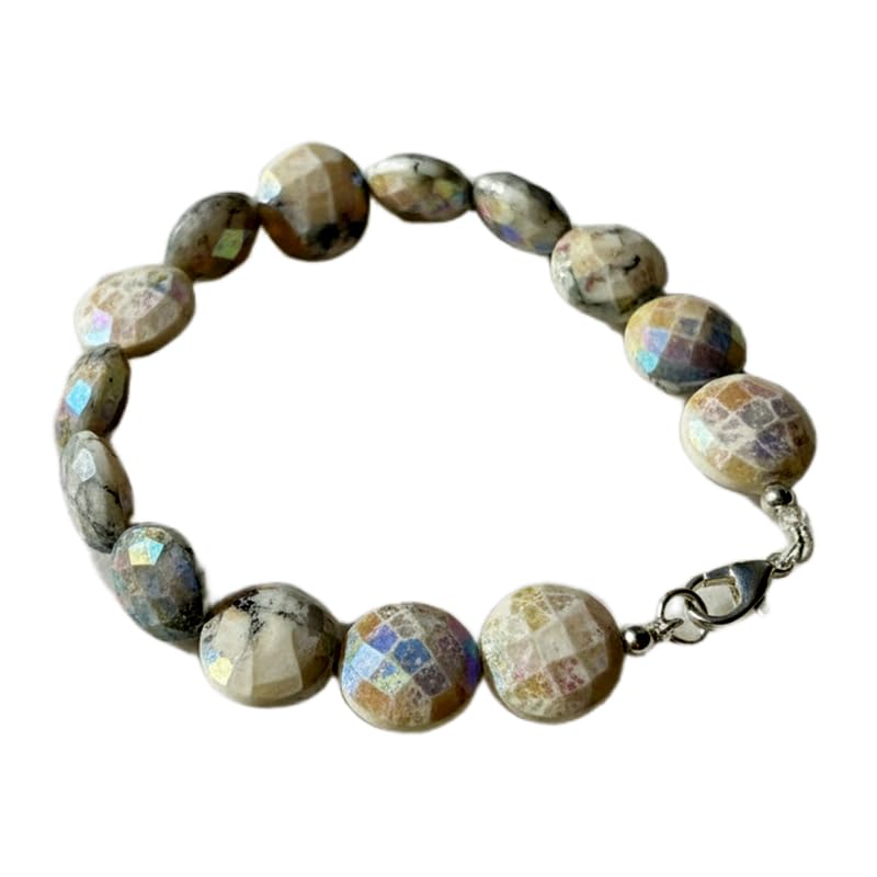 Bracelet pierre de lune de qualité artisanale facettée LK_SLNK_00320