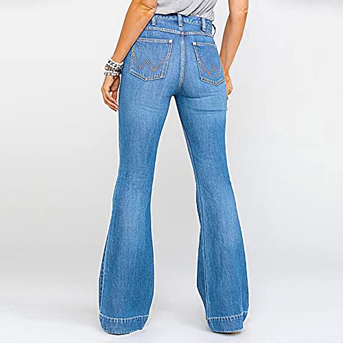 Women's Classic High Waisted Stretch Bell Bottom Jeans Mom Skinny Plus Size Flare Jeans For Women (Light Blue, Xl, X_L) #TOP1