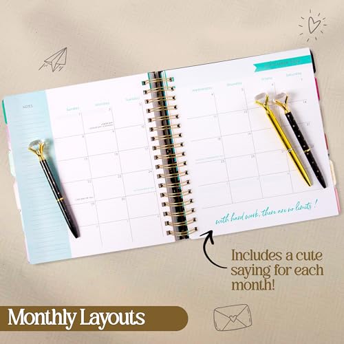 Votum 18-Month Day Large Planner, 2024-2025, Daily, Weekly & Monthly, January 2024-June 2025, Organized Chaos - Appointment Book with 3 Sticker Sheets, Twin-Ring Binding, Notes Pages - School & Work